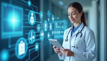 Physician Using AI on Tablet
